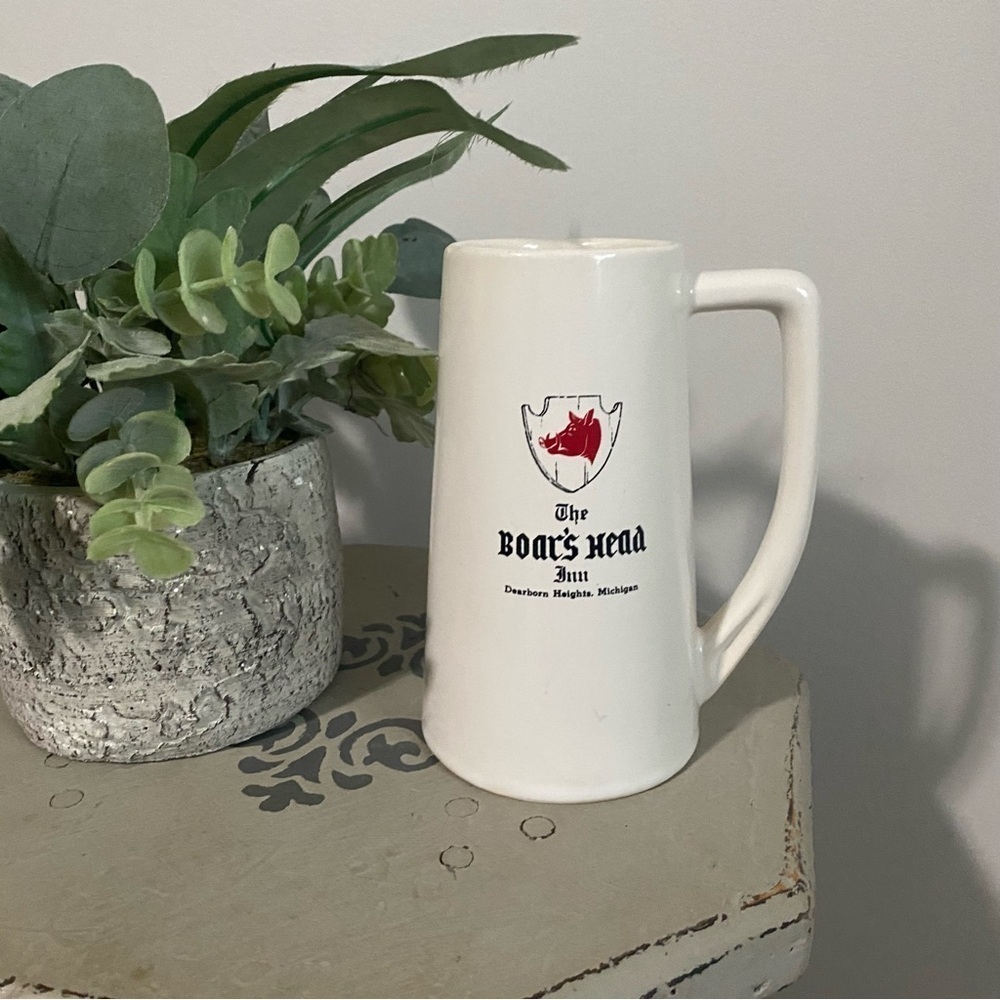 Boar's Head White Ceramic Beer Mug